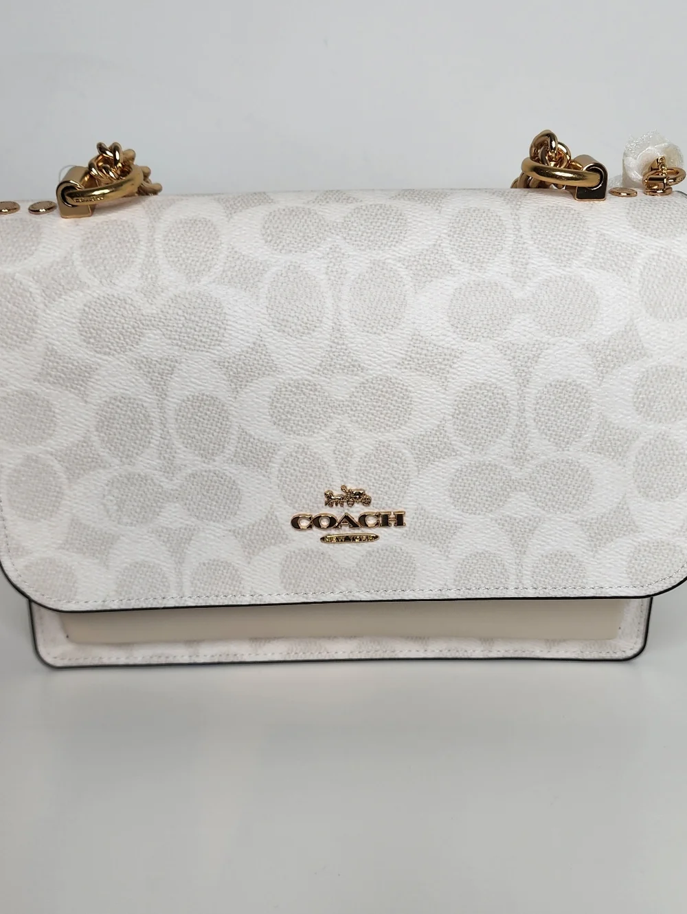 Coach Klare In Signature Canvas Leather Crossbody with Gold Chain - Picture 5 of 9